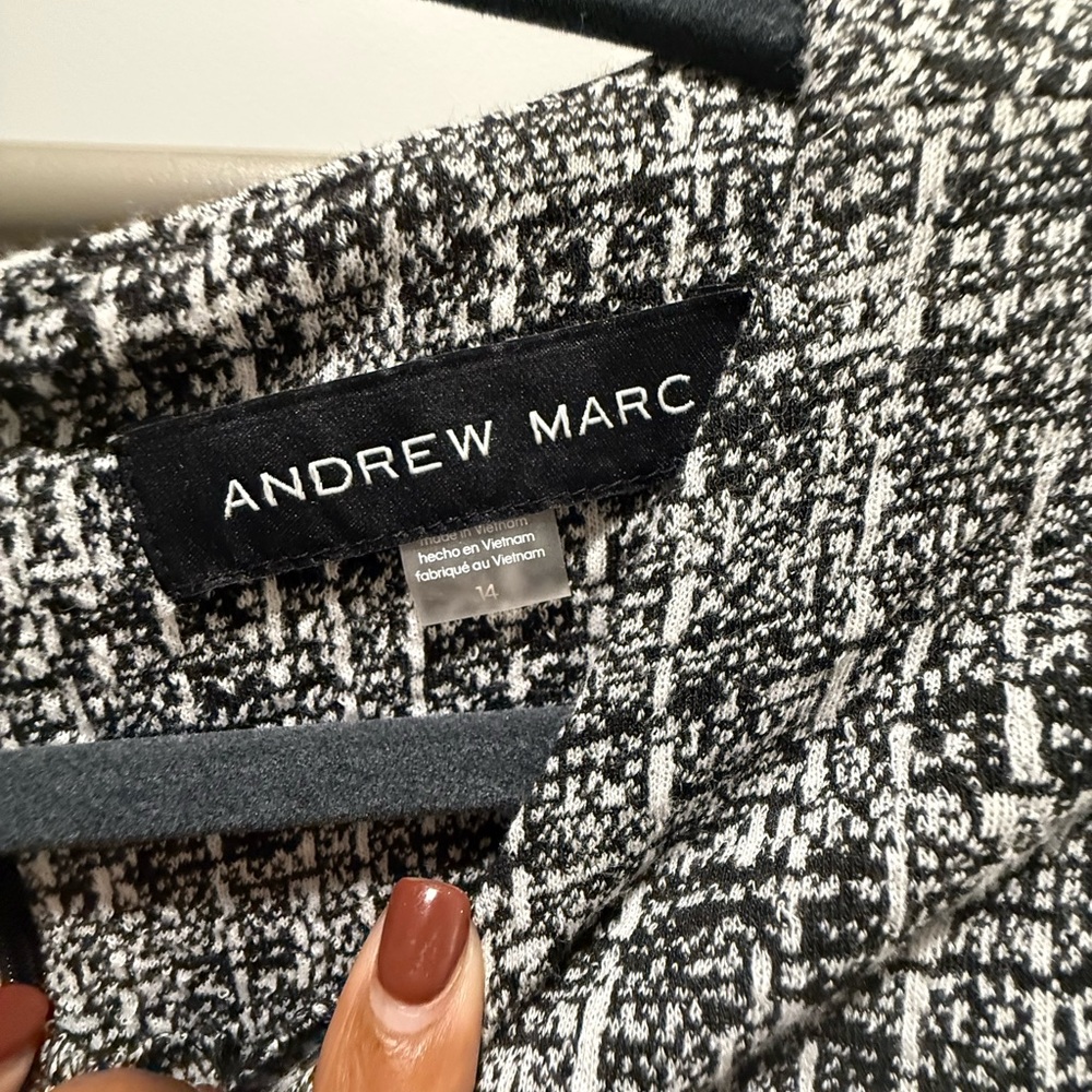 Andrew Marc Black and White Textured Tweed Blazer